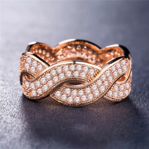 Jewelry - New Rose Gold Plated Infinity  Diamond Ring
